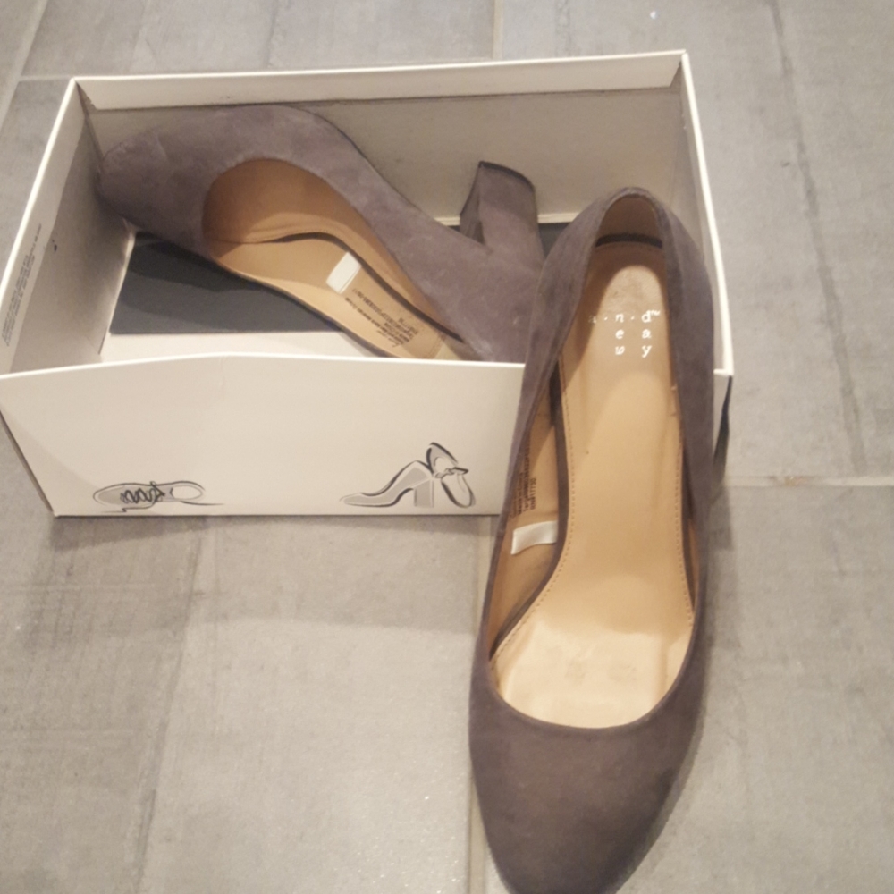 Grey suede heels